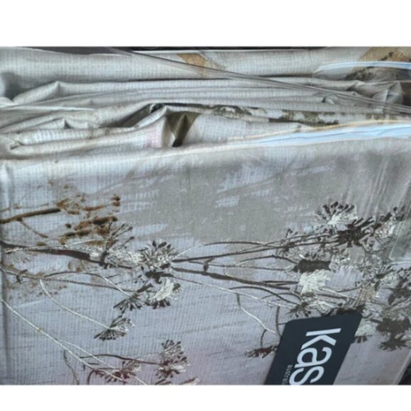 Kas King Floral Duvet Cover Set Cotton 3 Piece Embroidered Cream Green Pink - Picture 6 of 8